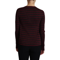 Dolce & Gabbana Black Red Striped Viscose Cardigan Sweater - Paris Deluxe