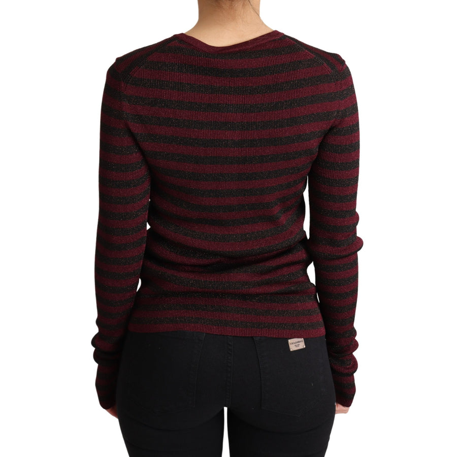 Dolce & Gabbana Black Red Striped Viscose Cardigan Sweater - Paris Deluxe