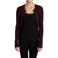 Dolce & Gabbana Black Red Striped Viscose Cardigan Sweater - Paris Deluxe