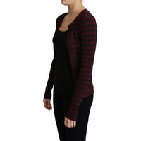 Dolce & Gabbana Black Red Striped Viscose Cardigan Sweater - Paris Deluxe