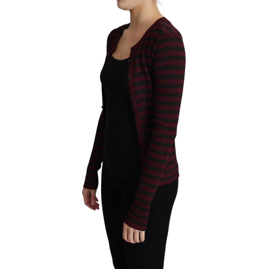 Dolce & Gabbana Black Red Striped Viscose Cardigan Sweater - Paris Deluxe