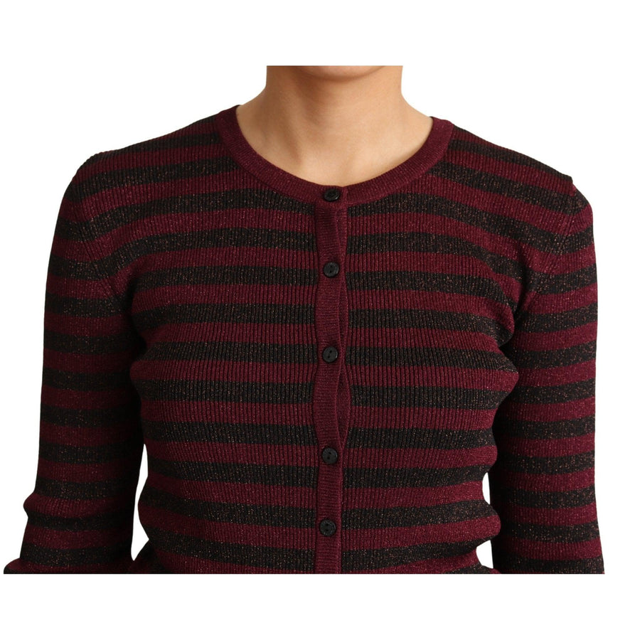 Dolce & Gabbana Black Red Striped Viscose Cardigan Sweater - Paris Deluxe