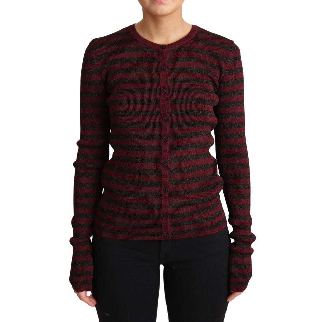 Dolce & Gabbana Black Red Striped Viscose Cardigan Sweater - Paris Deluxe