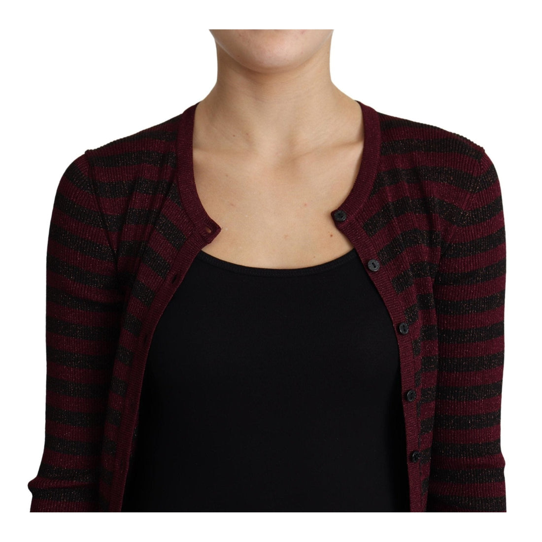 Dolce & Gabbana Black Red Striped Viscose Cardigan Sweater - Paris Deluxe