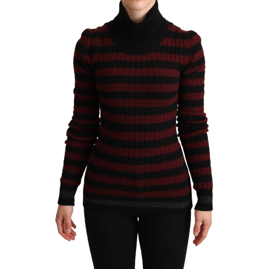 Dolce & Gabbana Black Red Striped Wool Pullover Sweater - Paris Deluxe