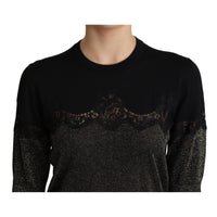 Dolce & Gabbana Elegant Lurex Threaded Jersey Lace Blouse