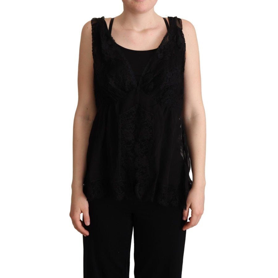 Dolce & Gabbana Lustrous Silk-Blend Lace Trim Camisole