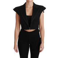 Dolce & Gabbana Black Sleeveless Cropped Blazer Wool Jacket - Paris Deluxe