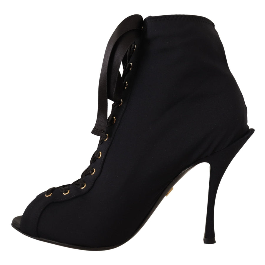 Dolce & Gabbana Black Stretch Short Ankle Boots Shoes