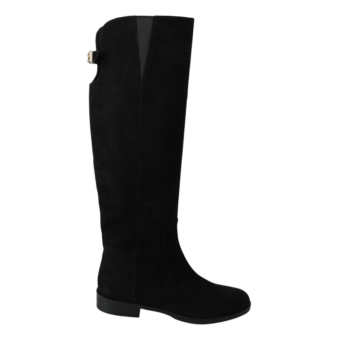 Dolce & Gabbana Black Suede Knee High Flat Boots Shoes - Paris Deluxe