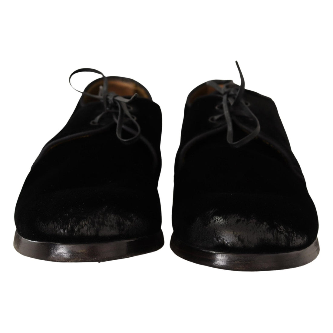 Dolce & Gabbana Black Velvet Lace Up Aged Style Derby Shoes - Paris Deluxe