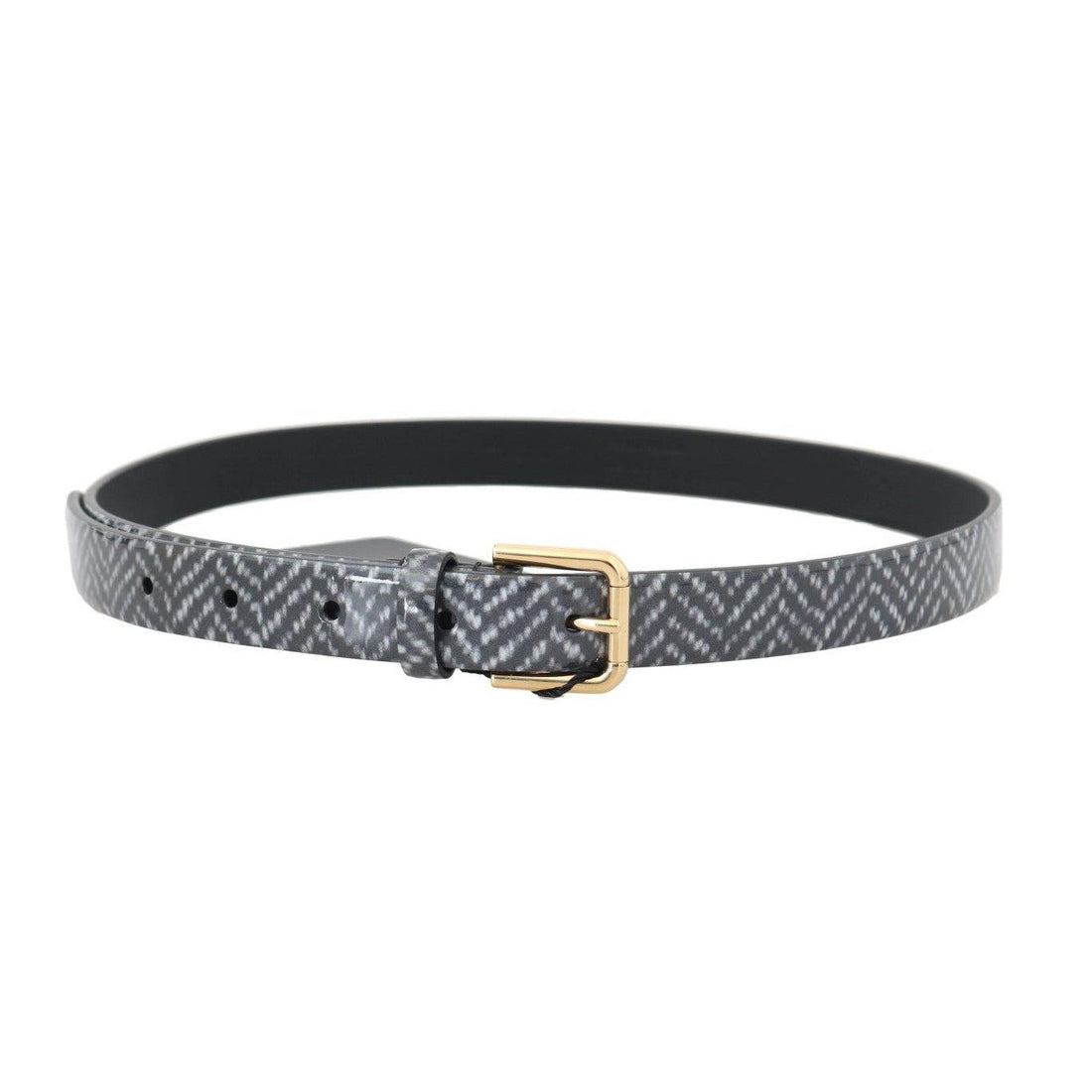 Dolce & Gabbana Black White Chevron Pattern Leather Belt - Paris Deluxe