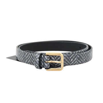 Dolce & Gabbana Black White Chevron Pattern Leather Belt - Paris Deluxe