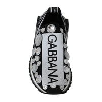 Dolce & Gabbana Black White Crystal Women's Sneakers Shoes - Paris Deluxe