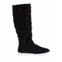 Dolce & Gabbana Black Xiangao Lamb Fur Leather Boots - Paris Deluxe