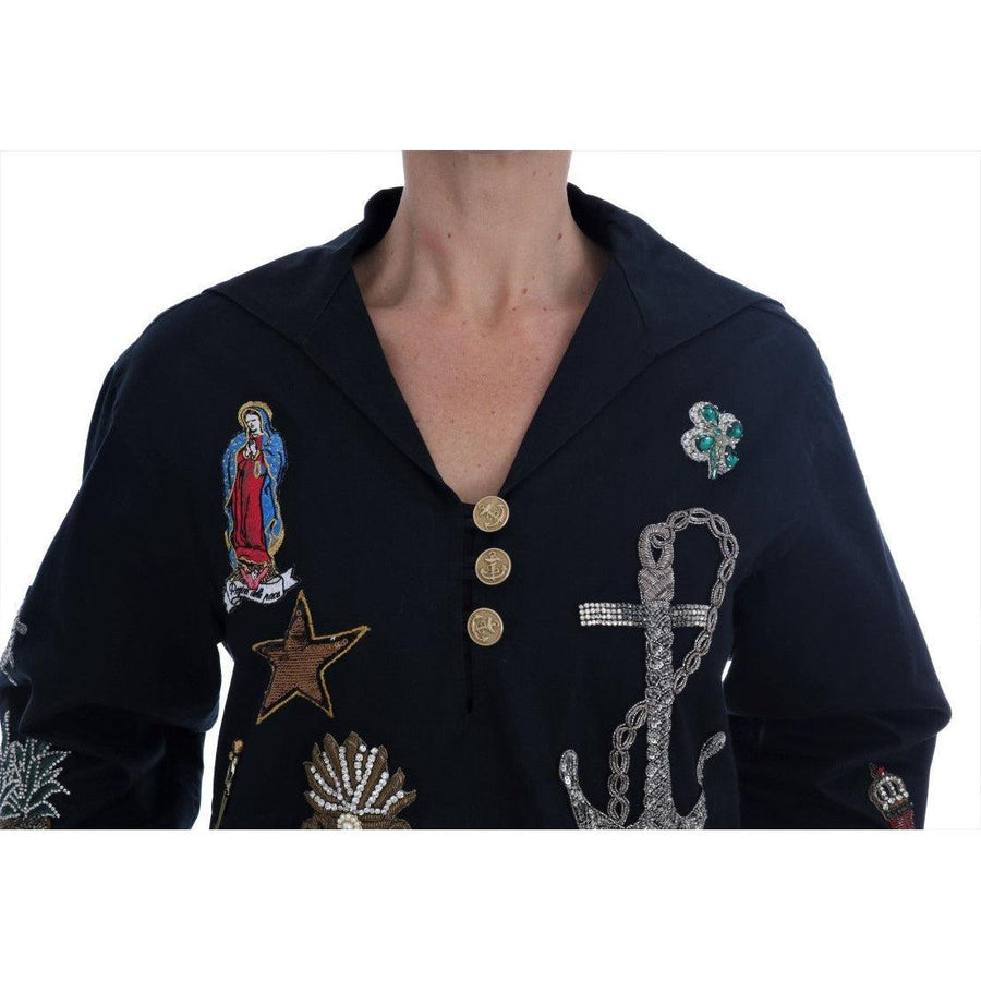 Dolce & Gabbana Enchanted Blue Crystal Embroidered Coat