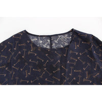 Dolce & Gabbana Blue gold key print silk blouse - Paris Deluxe
