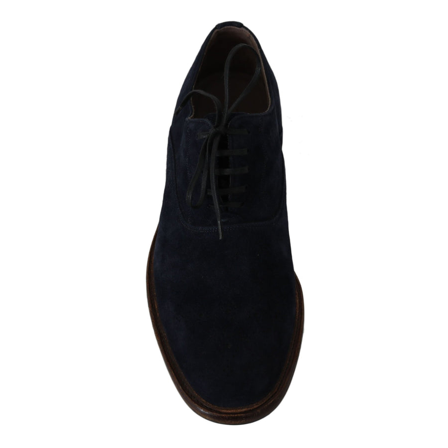 Dolce & Gabbana Blue Leather Marsala Derby Goatskin Shoes - Paris Deluxe