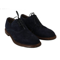 Dolce & Gabbana Blue Leather Marsala Derby Goatskin Shoes - Paris Deluxe