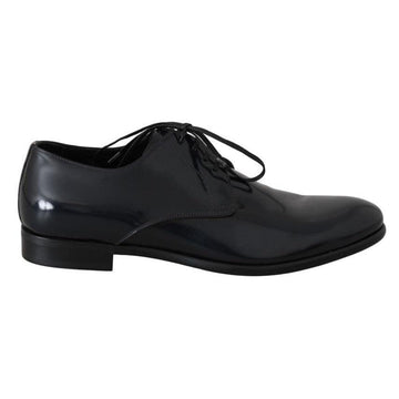 Dolce & Gabbana Blue Leather Polished Dress Derby Shoes - Paris Deluxe