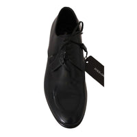 Dolce & Gabbana Blue Leather Polished Dress Derby Shoes - Paris Deluxe