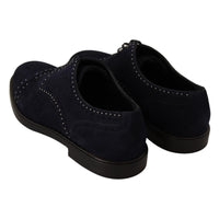 Dolce & Gabbana Blue Suede Leather Derby Studded Shoes - Paris Deluxe