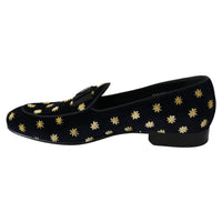 Dolce & Gabbana Blue Velvet Crown Slippers Loafers Shoes