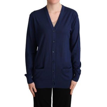 Dolce & Gabbana Blue Virgin Wool Button Down Cardigan Sweater - Paris Deluxe