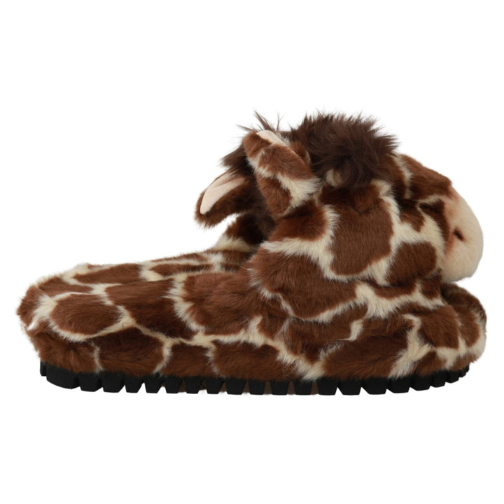 Dolce & Gabbana Brown Giraffe Slippers Flats Sandals Shoes - Paris Deluxe