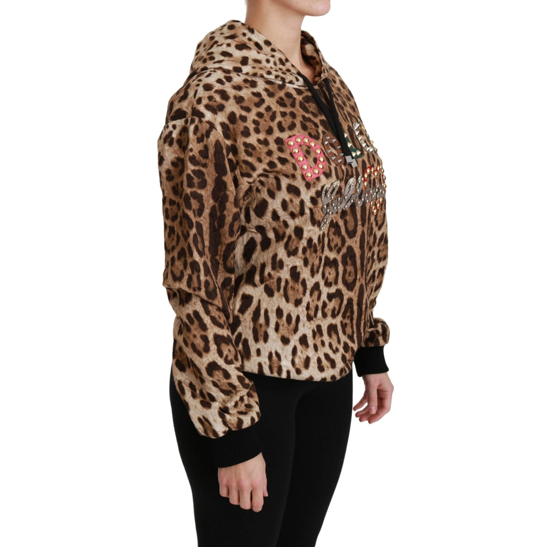 Dolce & Gabbana Brown Hooded Studded Ayers Leopard Sweater - Paris Deluxe