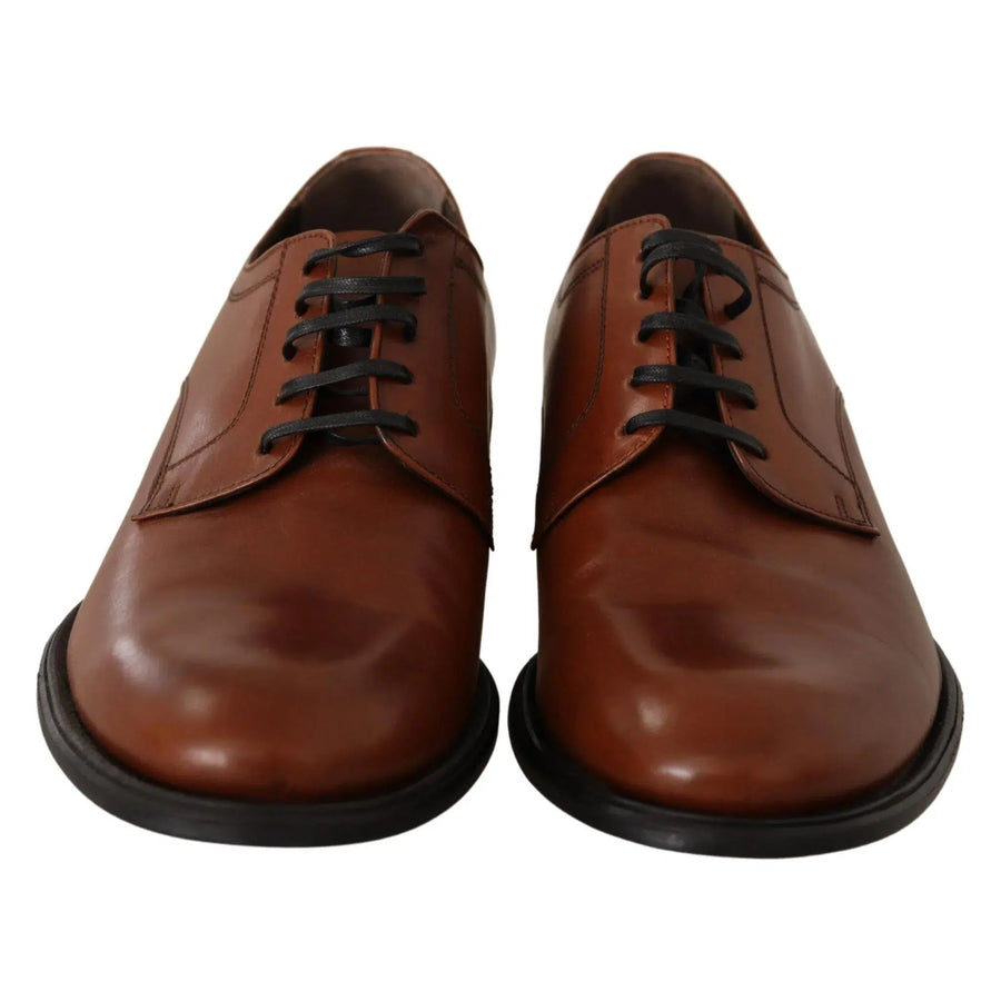 Dolce & Gabbana Brown Leather Lace Up Mens Formal Derby Shoes