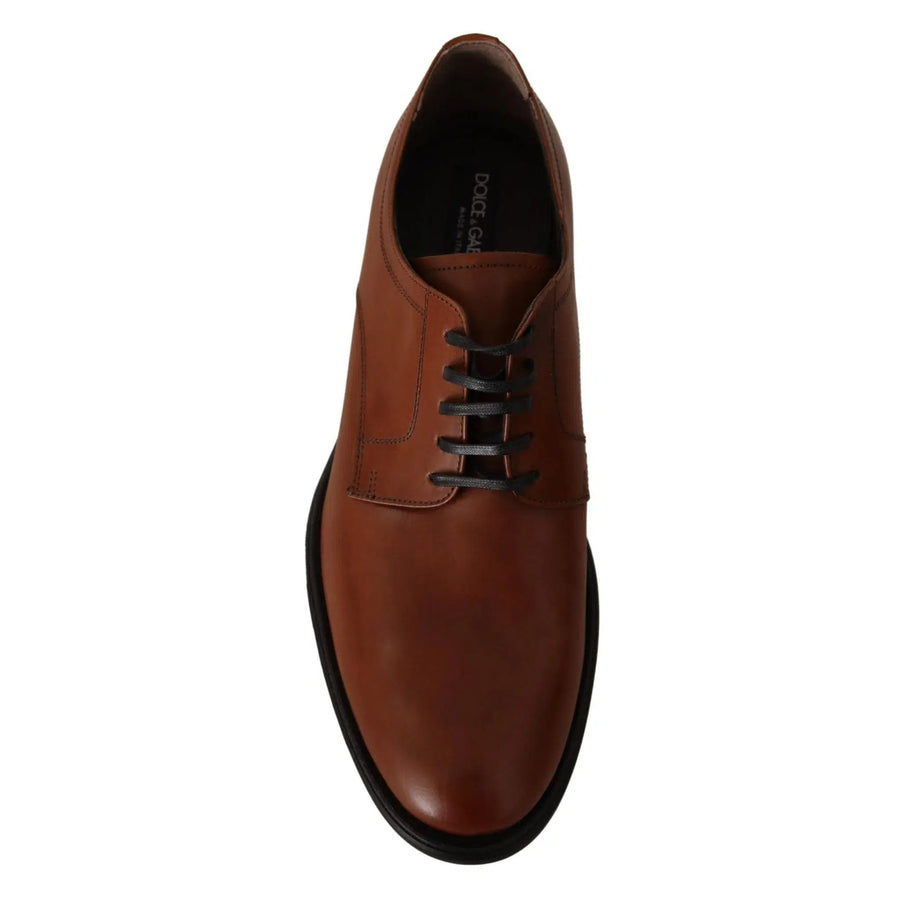 Dolce & Gabbana Brown Leather Lace Up Mens Formal Derby Shoes