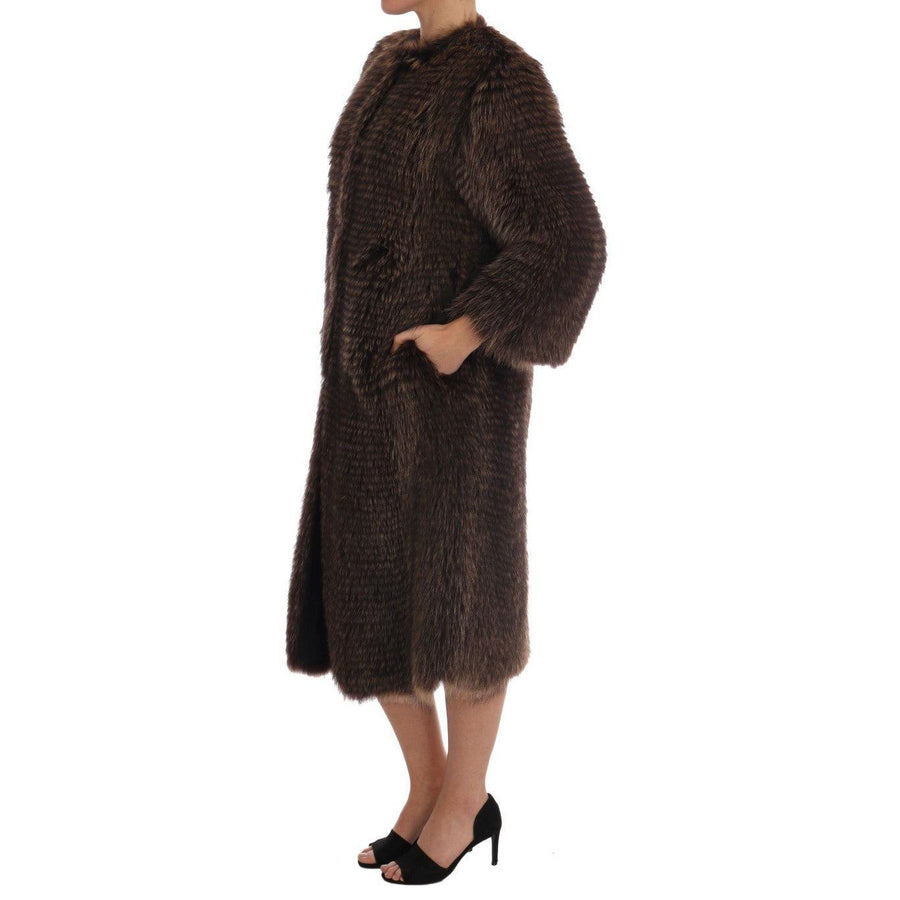 Dolce & Gabbana Brown Raccoon Fur Coat Jacket - Paris Deluxe