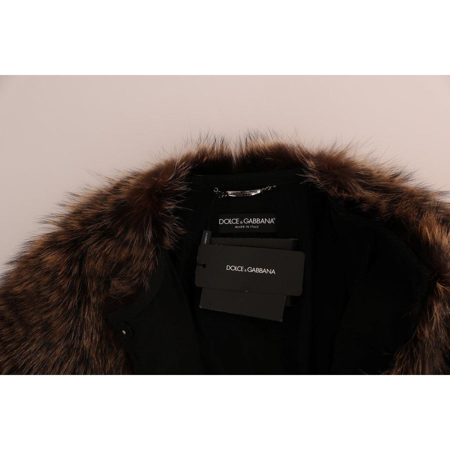 Dolce & Gabbana Brown Raccoon Fur Coat Jacket - Paris Deluxe