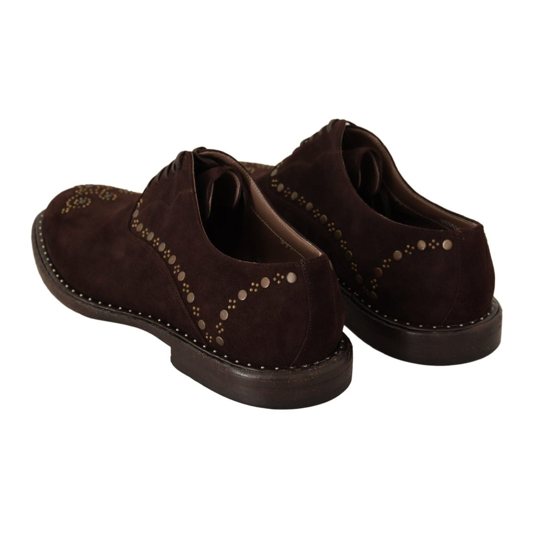 Dolce & Gabbana Brown Suede Marsala Derby Studded Shoes - Paris Deluxe