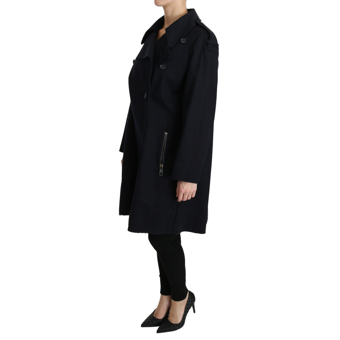 Dolce & Gabbana Coat Blue Cotton Women Trench Jacket - Paris Deluxe