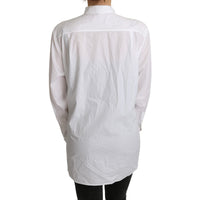 Dolce & Gabbana Cotton White Scarf Neck Shirt Blouse Top - Paris Deluxe