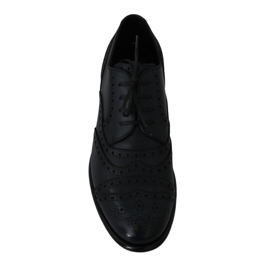 Dolce & Gabbana Dark Blue Leather Wingtip Oxford Dress Shoes