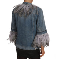 Dolce & Gabbana Denim Jacket Feathers Embellished Buttons - Paris Deluxe