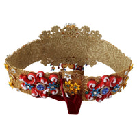 Dolce & Gabbana Embellished Floral Crystal Wide Waist Carretto Belt - Paris Deluxe