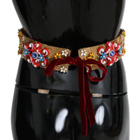 Dolce & Gabbana Embellished Floral Crystal Wide Waist Golden Belt - Paris Deluxe