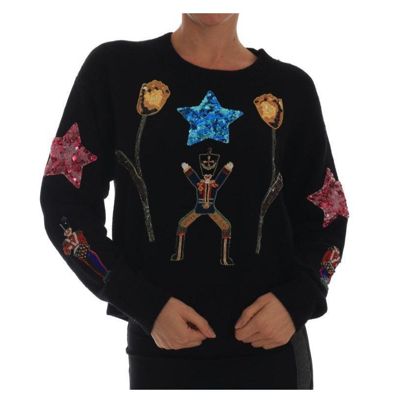 Dolce & Gabbana Fairy Tale Crystal Black Cashmere Sweater - Paris Deluxe