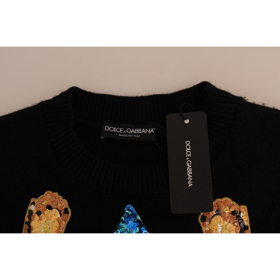 Dolce & Gabbana Fairy Tale Crystal Black Cashmere Sweater - Paris Deluxe