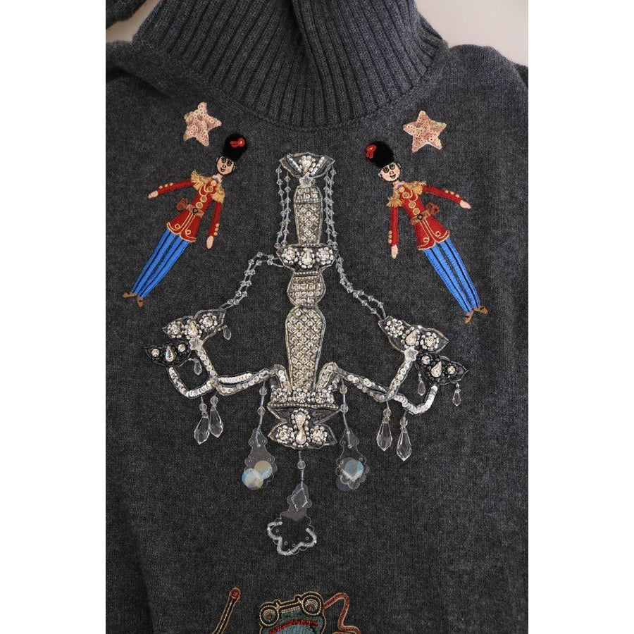 Dolce & Gabbana Fairy Tale Crystal Gray Cashmere Sweater - Paris Deluxe