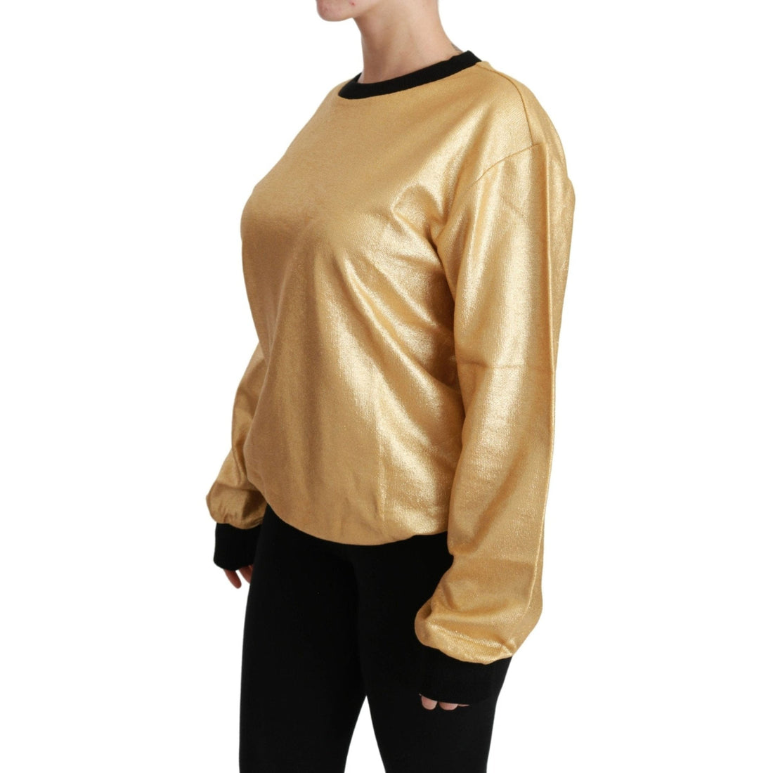 Dolce & Gabbana Elegant Gold Crew Neck Cotton Sweater