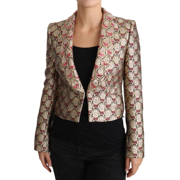 Dolce & Gabbana Gold Floral Sequined Blazer Coat Jacket - Paris Deluxe