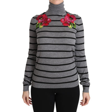 Dolce & Gabbana Gray Cashmere Silk Turtleneck Sweater - Paris Deluxe