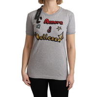 Dolce & Gabbana Gray Cotton Amore e Bellezza Top T-shirt - Paris Deluxe