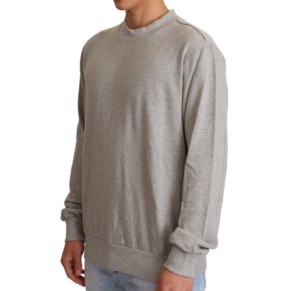 Dolce & Gabbana Gray Cotton Crewneck Pullover Sweater - Paris Deluxe