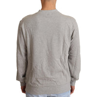 Dolce & Gabbana Gray Cotton Crewneck Pullover Sweater - Paris Deluxe